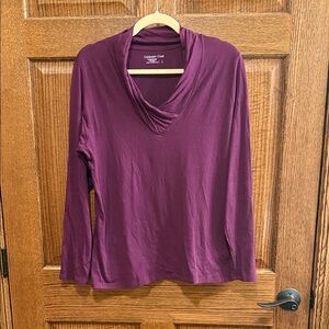 Coldwater Creek Women's Long Sleeve V Neck Plum Top Tee. Large